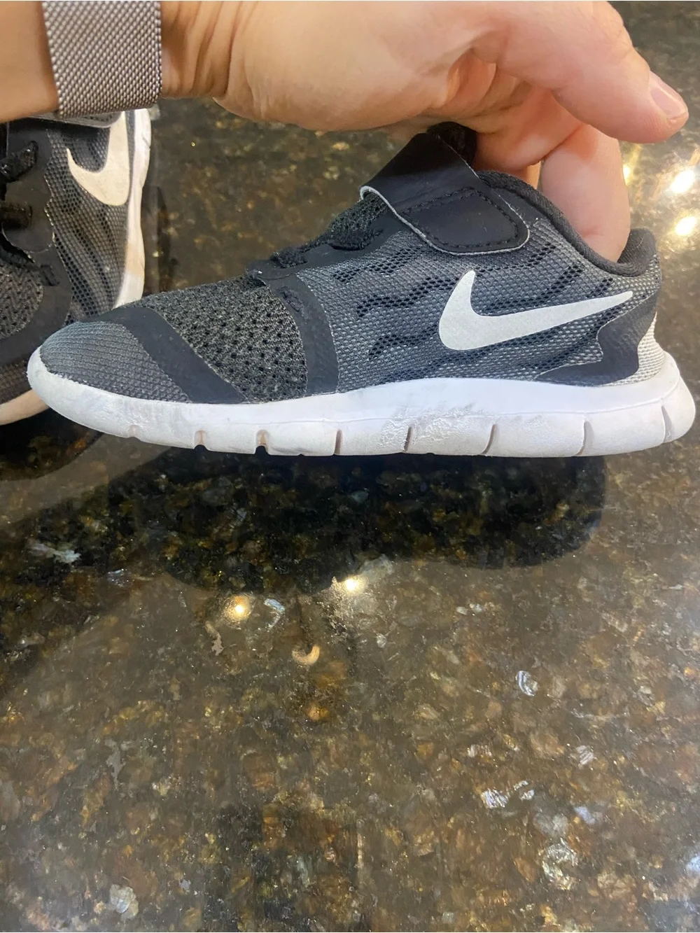 Nike Kids Black and White Velcro Mesh Sneakers